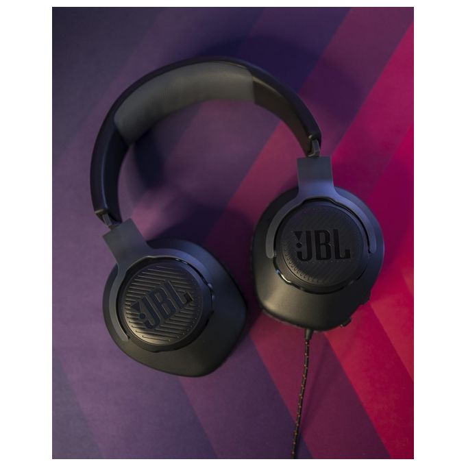 JBL Quantum 100 Cuffie Gaming Over Ear con Filo Headset da gioco con Microfono Boom Direzionale Rimovibile Compatibilita' su Ogni Piattaforma Colore Nero