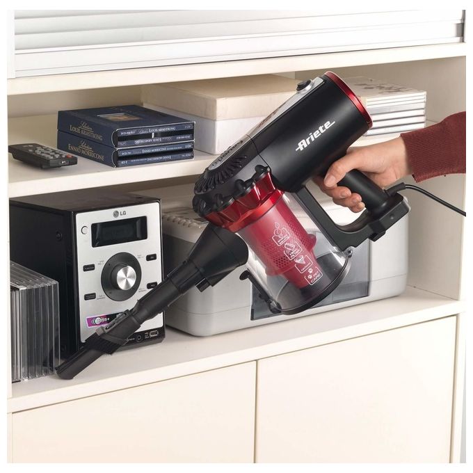 Ariete 2759 Handy Force RBT Aspirapolvere a Bastone 2 in 1 Ciclonica Senza Sacco Filtro HEPA 1L 600W colore Nero Rosso