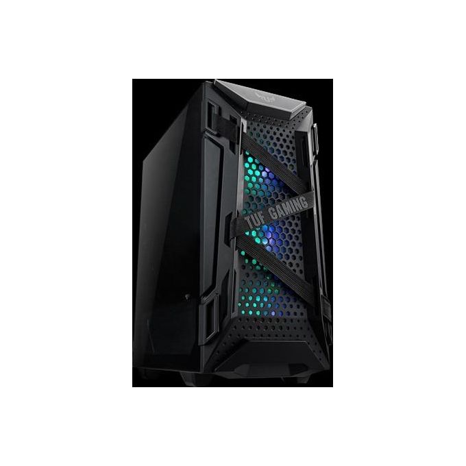 ASUS TUF Gaming GT301, case gaming ATX mid-tower con pannello laterale in vetro temperato, griglia frontale a nido d'ape, 3 ventole 120mm AURA, supporto cuffie e compatibilita' radiatori fino a 360mm