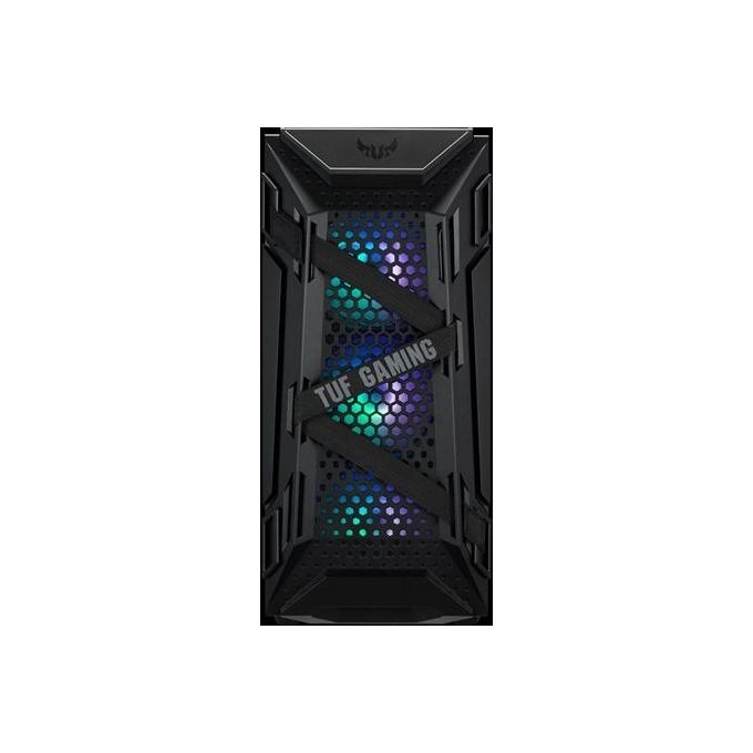 ASUS TUF Gaming GT301, case gaming ATX mid-tower con pannello laterale in vetro temperato, griglia frontale a nido d'ape, 3 ventole 120mm AURA, supporto cuffie e compatibilita' radiatori fino a 360mm