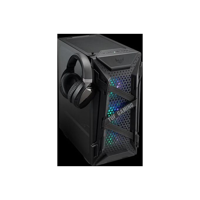 ASUS TUF Gaming GT301, case gaming ATX mid-tower con pannello laterale in vetro temperato, griglia frontale a nido d'ape, 3 ventole 120mm AURA, supporto cuffie e compatibilita' radiatori fino a 360mm