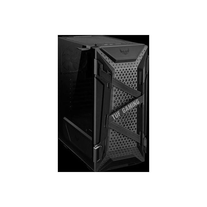 ASUS TUF Gaming GT301, case gaming ATX mid-tower con pannello laterale in vetro temperato, griglia frontale a nido d'ape, 3 ventole 120mm AURA, supporto cuffie e compatibilita' radiatori fino a 360mm