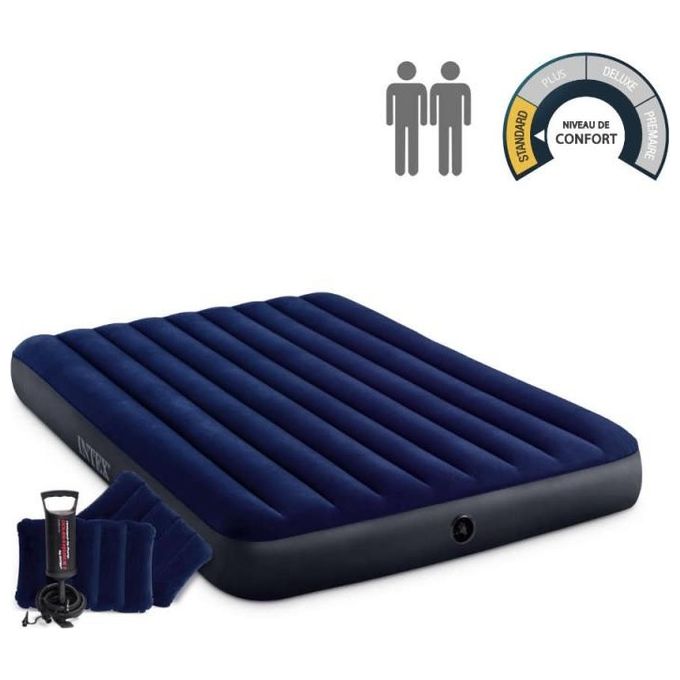 Intex 64765 Materasso Matrimoniale Gonfiabile Blu 152x203x25 cm 152x203x25cm Con Cuscini Single