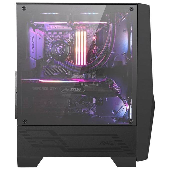 MSI MAG Forge 100R Case ATX, 2 ventole ARGB + controller (Mystic Light), supporta radiatori fino a 240mm, vetro temperato 4mm, filtro antipolvere, airflow ottimizzato, 2x USB 3.2 Gen1