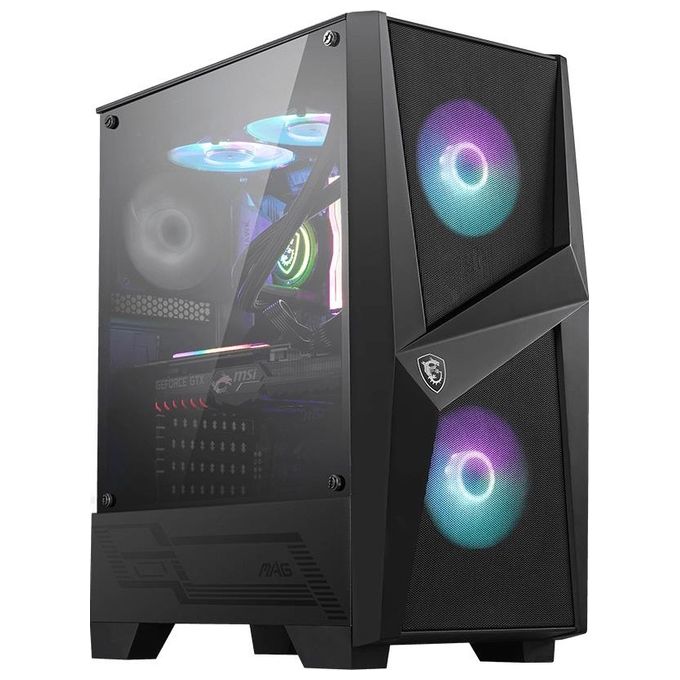 MSI MAG Forge 100R Case ATX, 2 ventole ARGB + controller (Mystic Light), supporta radiatori fino a 240mm, vetro temperato 4mm, filtro antipolvere, airflow ottimizzato, 2x USB 3.2 Gen1