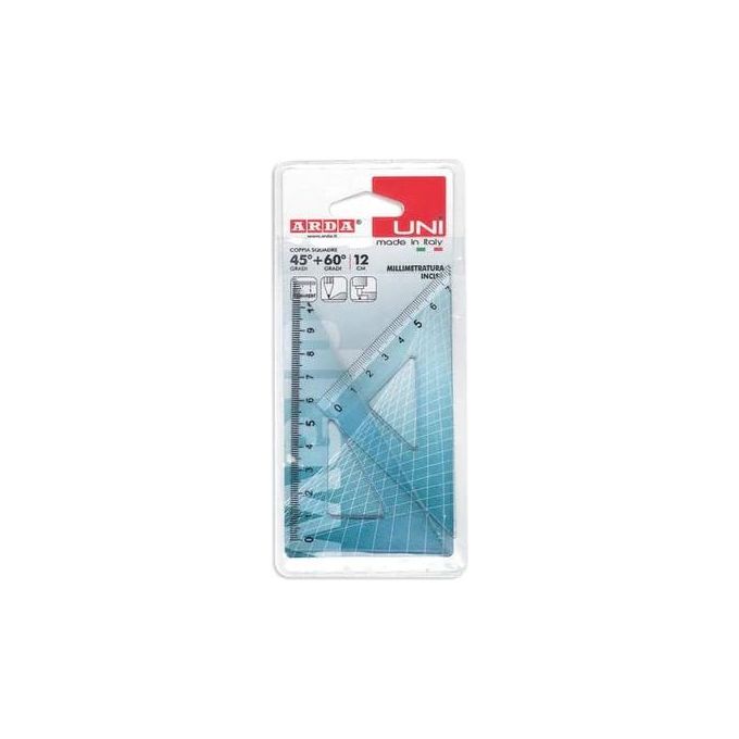 Arda Confezione 2 Squadre Uni 45 e 60 Gradi 12cm