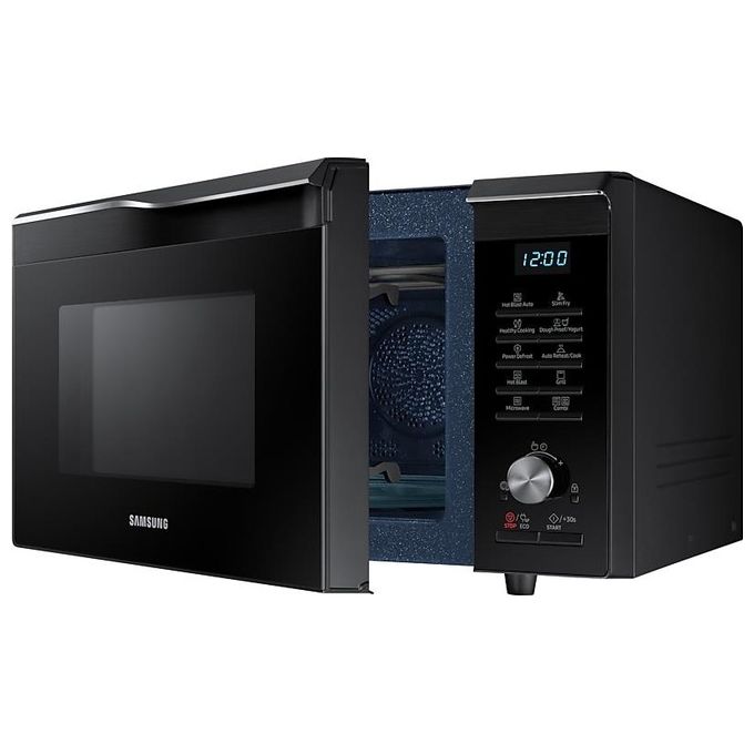 Samsung MC28M6035CK-ET – Forno a microonde combinato Over?the?range, 28 L, 900 W, Classe A, Funzioni: microonde, grill, cottura ventilata, 6 programmi automatici, display LED, rivestimento interno in ceramica smaltata, funzione Crisp-Slim Fry, colore nero