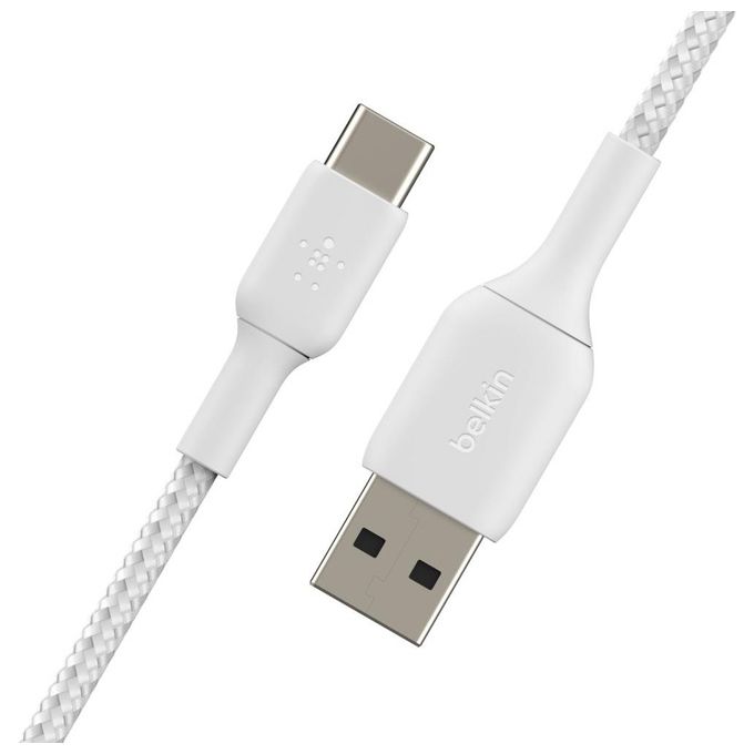 Belkin Boost Charge Cavo Intrecciato da Usb-C a Usb-A 3mt Rivestito Bianco