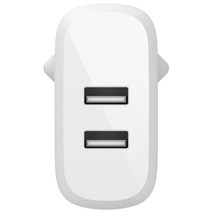 Belkin Doppio Caricabatteria da Parete Usb-A da 24W Boost Charge con Belkin BoostCharge Cavo Universale Ricarica Usb-C Lightning Micro-USB