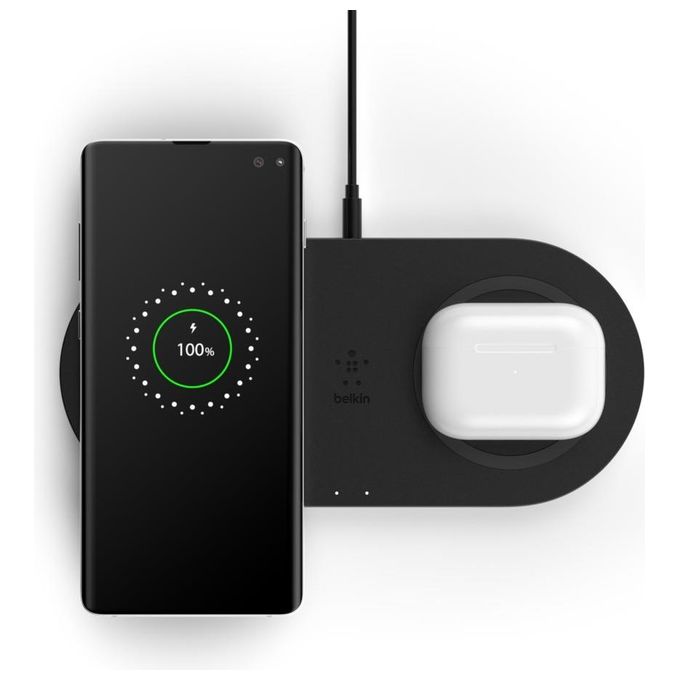Belkin Boost Charge Doppio Caricabatteria Wireless da 10W Alimentatore Nero
