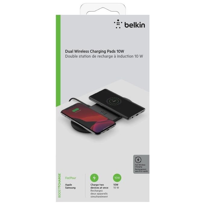 Belkin Boost Charge Doppio Caricabatteria Wireless da 10W Alimentatore Nero