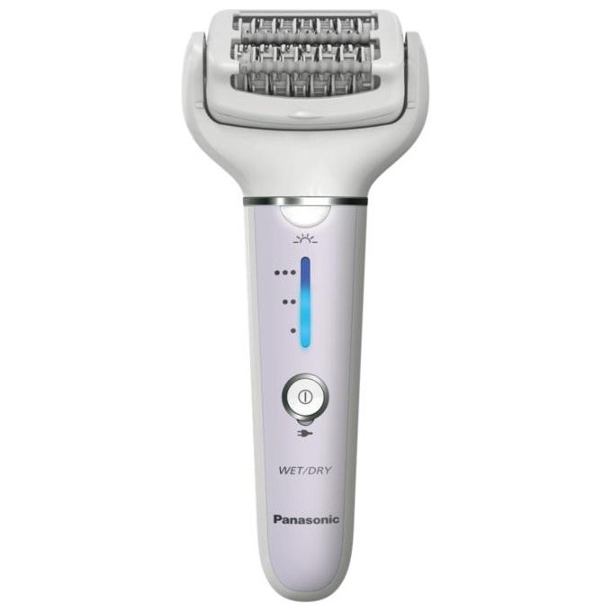 Panasonic ES‑EY30‑V503 Epilatore a pinzette ricaricabile 3 velocita' testine incluse: epilazione + precisione + zona sensibile utilizzo Wet and Dry autonomia 30 min colore Bianco-lilla