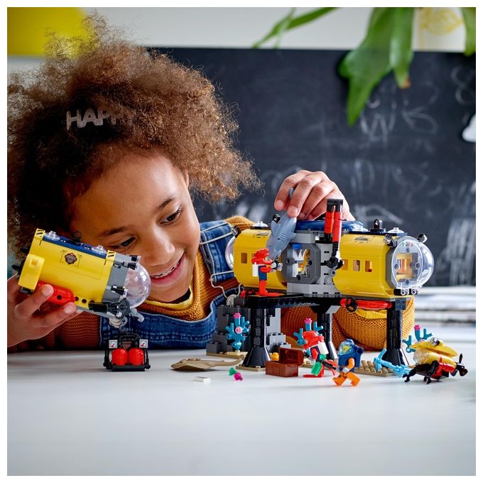 LEGO 60265 City Base per Esplorazioni Oceaniche, Sottomarino Giocattolo, Animali Marini Squalo e Manta, Giochi per Bambini dai 6 Anni in su