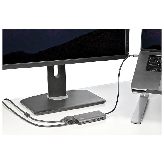Startech.com Adattatore Multiporta Usb-C Hdmi-Vga Pd Sd Ethernet Audio e Microfono Cavo Integrato da 30Cm Mini Dock Usb-c