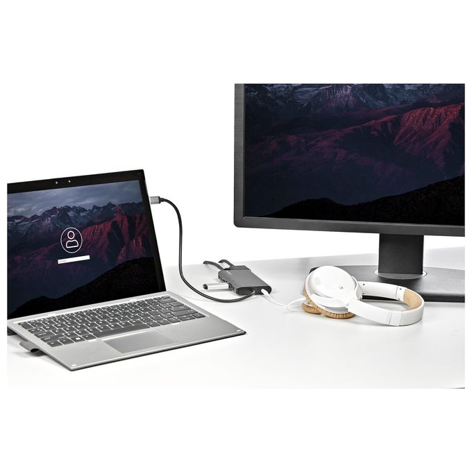 Startech.com Adattatore Multiporta Usb-C Hdmi-Vga Pd Sd Ethernet Audio e Microfono Cavo Integrato da 30Cm Mini Dock Usb-c
