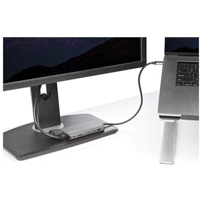 Startech.com Adattatore Multiporta Usb-C Hdmi-Vga Pd Sd Ethernet Audio e Microfono Cavo Integrato da 30Cm Mini Dock Usb-c