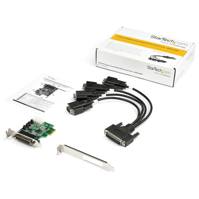 Startech.com Scheda Adattatore Seriale Pci Express Rs232 a 4 Porte 16950 Uart Basso Profilo