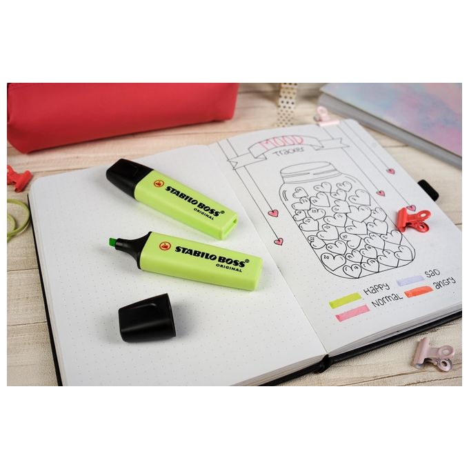 Evidenziatore - STABILO BOSS ORIGINAL Pastel - Astuccio da 4 - Rosso Corallo, Fior di Ciliegio, Azzurro Nuvola, Lime