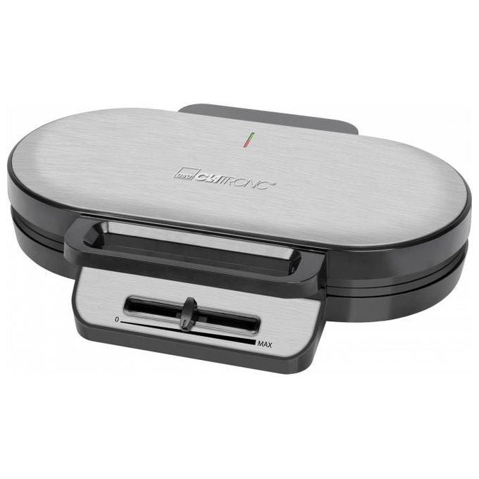 Clatronic WA 3745 Macchina per Waffle Doppio a Cuore Nero-Inox