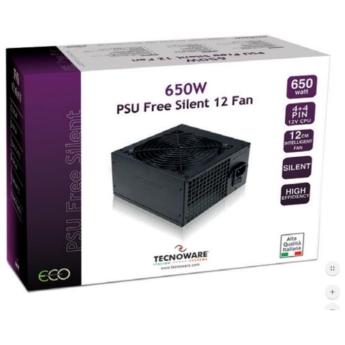 Tecnoware Alimentatore 650W Free Silent 20-24 Pin Fan 12cm Silenzioso Garanzia 2 Anni On Site