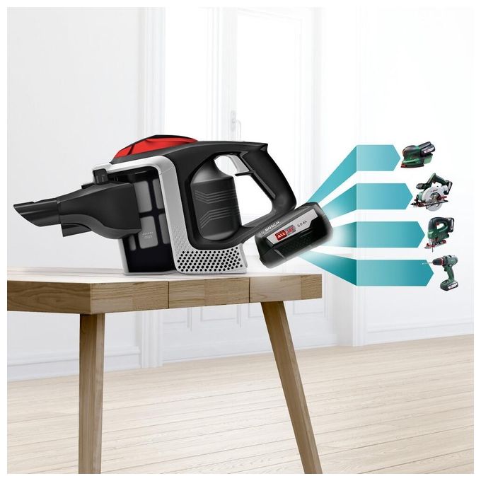 Bosch BSS 81 POW 1 Scopa Elettrica Ricaricabile senza Fili e senza Sacco con Batteria Intercambiabile Bosch Power For ALL e Caricabatterie Nero