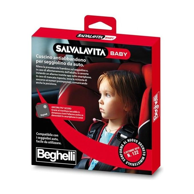 Beghelli Salvalavita Baby Cuscino Antiabbandono per Seggiolini da Auto per Bambini fino a 4 Anni
