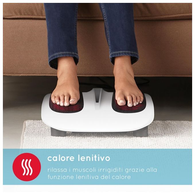 HoMedics Massaggiatore Piedi Elettrico con Funzione Calore - Massaggiatore Plantare 6 Testine Massaggianti e 18 Nodi Rotanti Massaggio Rinvigorente Intenso e Profondo per Ridurre lo Stress - Bianco