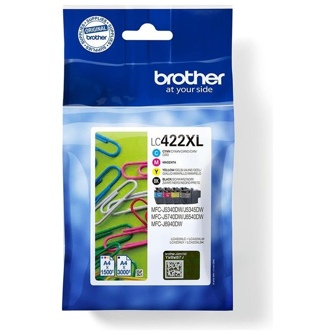 Brother LC-422XLVAL Cartuccia d'Inchiostro 4 Pezzi Originale Nero-Ciano-Magenta-Giallo