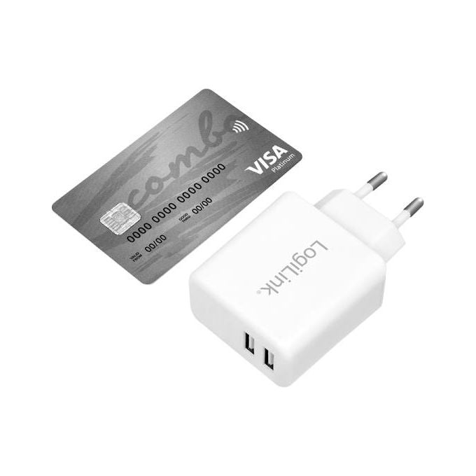 Logilink Caricabatterie con 2 porte Usb 12W Bianco
