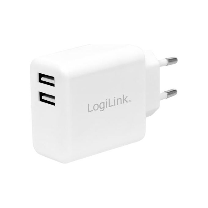 Logilink Caricabatterie con 2 porte Usb 12W Bianco