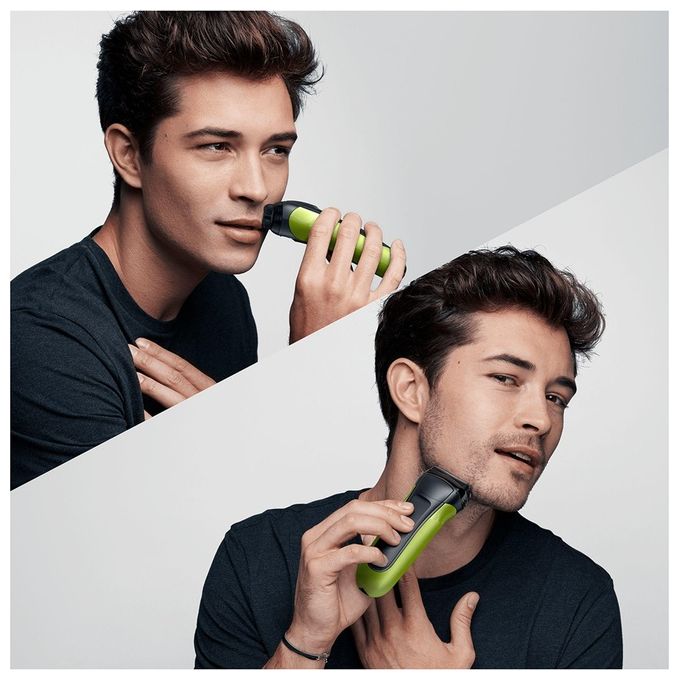 Braun Series 3 300 Rasoio Elettrico Uomo con 3 Lame Flessibili Ricaricabile e senza Fili Nero-Verde