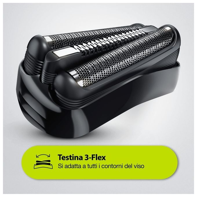 Braun Series 3 300 Rasoio Elettrico Uomo con 3 Lame Flessibili Ricaricabile e senza Fili Nero-Verde