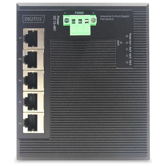 Digitus DN651126 Switch 5-Porte Gigabit Flat Din Rail Industriale