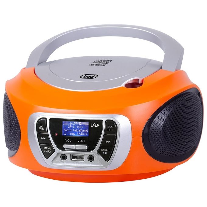 Trevi CMP 510 DAB Stereo Portatile Cd Boombox Radio DAB-DAB+ con RDS Usb Aux-In Presa Cuffia Arancio