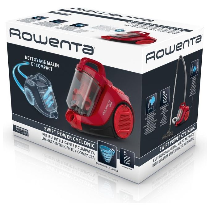Rowenta Swift Power Cyclonic Aspirapolvere a Traino Senza Sacco 750W Rosso