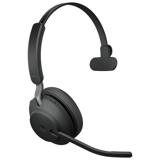 Jabra Evolve2 65 Cuffie Mono Wireless Cuffie Certificate per Microsoft Teams e con Funzione Noise Cancelling Batteria a Lunga Durata Adattatore Bluetooth Usb-A Nero