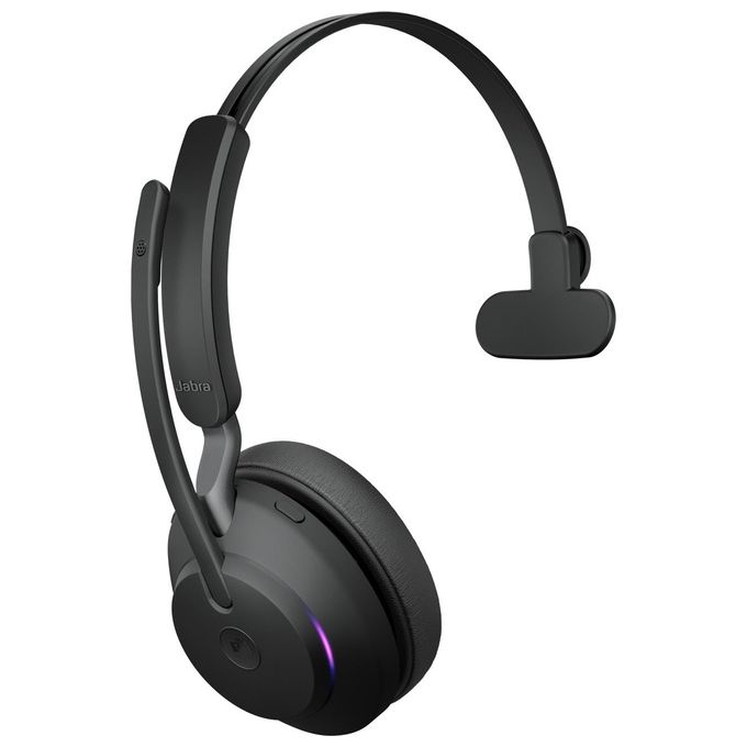 Jabra Evolve2 65 Cuffie Mono Wireless Cuffie Certificate per Microsoft Teams e con Funzione Noise Cancelling Batteria a Lunga Durata Adattatore Bluetooth Usb-A Nero
