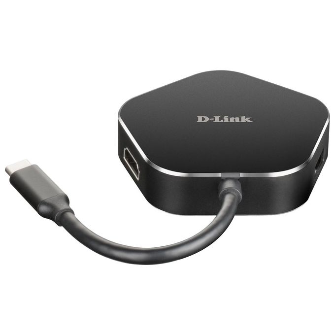 D-Link DUB-M420 Hub USB di tipo C, 4 in 1, adattatore USB C con HDMI 4K e 1080p, 2 porte USB3.0-USB2.0, 1 Porta USB C di Ricarica fino a 60 W e Dati