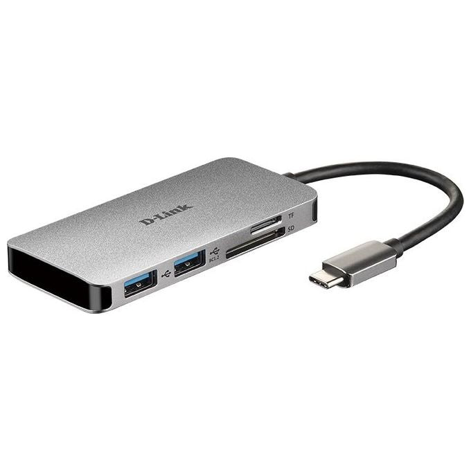 D-Link DUB-M610 Hub USB di Tipo C, 6 in 1, Adattatore USB C con HDMI 4K e 1080p, 2 Porte USB 3.0-USB 2.0, Lettore di Schede SD e microSD, 1 x USB C di Ricarica fino a 100 W