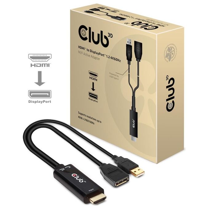 Club3d CAC-1331 Adattatore Hdmi 2.0 a DisplayPort 1.2 4K 60Hz HDR Attivo St-Bu