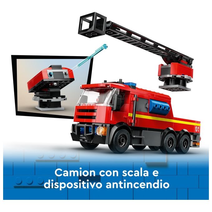 LEGO City 60414 Caserma dei Pompieri e Autopompa con Camion Giocattolo, 6 Minifigure, Cane e Accessori, Gioco per Bambini 6+