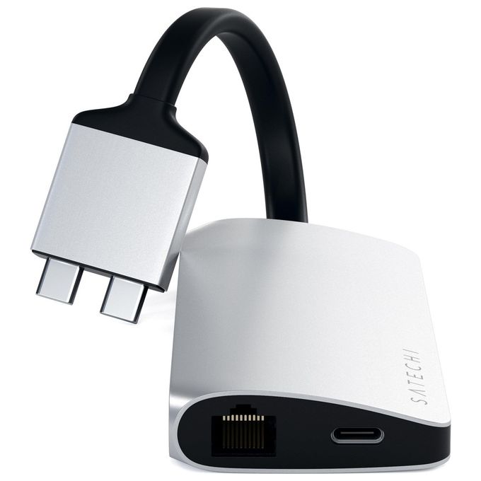 Satechi Adattatore Multimedia Tipo-C con 4k Hdmi Dual Usb C Pd Gigabit Ethernet Lettore di Schede MicroSD Usb 3.0