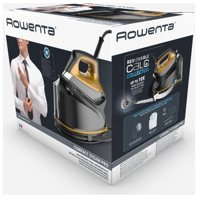 Rowenta Compact Steam Pro DG7644, Ferro da Stiro a Caldaia, 2200 W, Nero e Oro