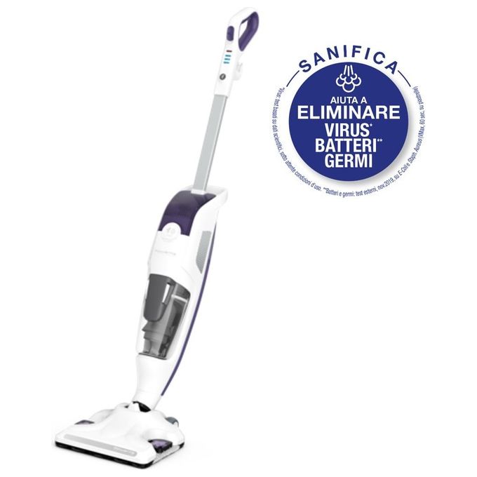 Rowenta Clean and Steam Revolution RY7731WH - Pulitore a vapore scopa-multifunzione, capacita' 0,47 L, 1500 W, pressione barica efficace, autonomia 30 min, aspirazione + vapore 2‑in‑1, rumore 83 dB, Bianco-Viola