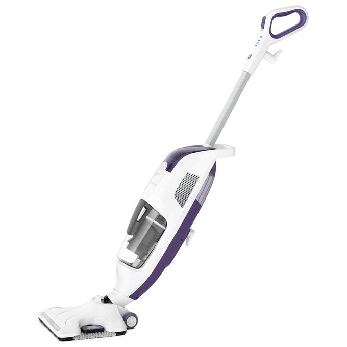 Rowenta Clean and Steam Revolution RY7731WH - Pulitore a vapore scopa-multifunzione, capacita' 0,47 L, 1500 W, pressione barica efficace, autonomia 30 min, aspirazione + vapore 2‑in‑1, rumore 83 dB, Bianco-Viola