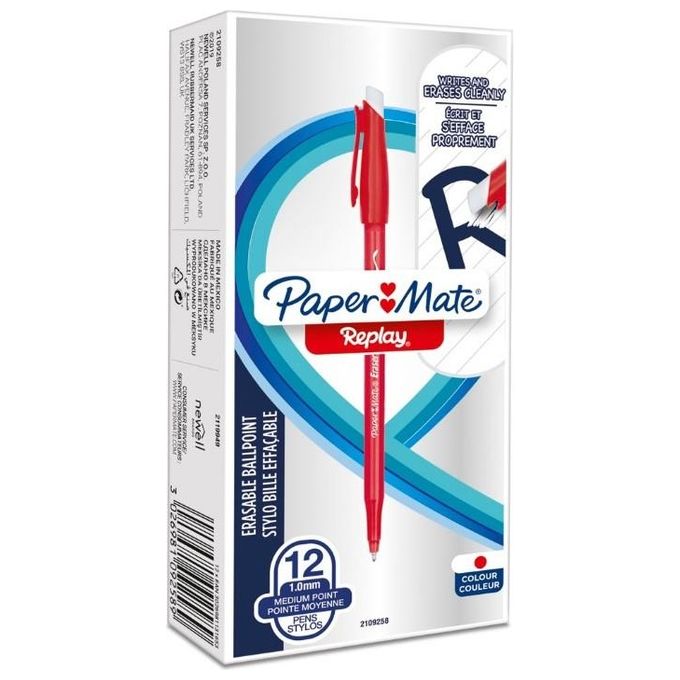 Papermate Confezione 12 Penne Replay 40 Anniversary Rosso