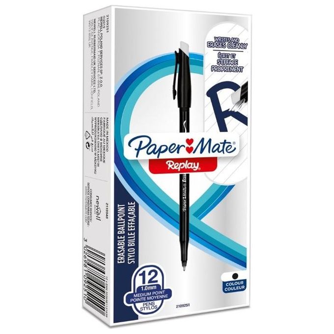 Papermate Confezione 12 Penne Replay 40 Nero