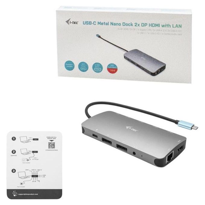 I-Tec C31NANODOCKPROPD Metal Usb-C Nano 3x Display Docking Station con Power Delivery 100W