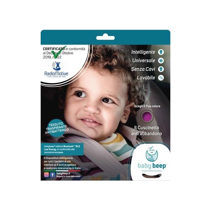 Baby Beep Cuscino Bluetooth Anti Abbandono Universale per Seggiolini Auto Rosso Ciliegia