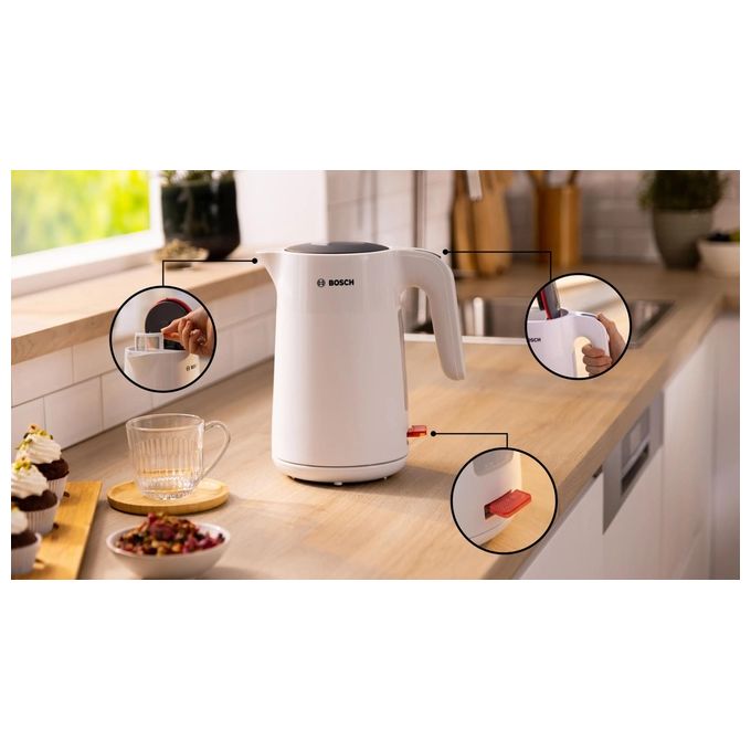 Bosch TWK2M161 Bollitore Elettrico 1.7 Litri 2400W Bianco